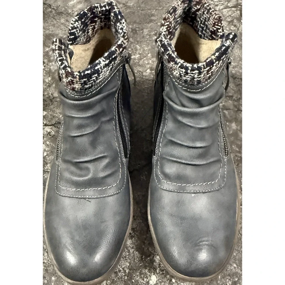 Spring Step Womens Relife Cleora Sherpa Lined Zip Boots Water Resistant Blue‎ 10